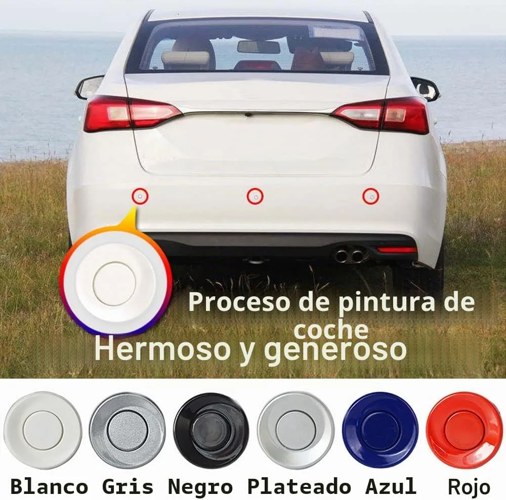 Kit de Sensor de Aparcamiento Coche 4 Sensores de Aparcamiento Radar | Sistema Radar Inverso Traseros Sensores de Estacionamiento Marcha Atrás Alarma de Sonido Negro foto 3