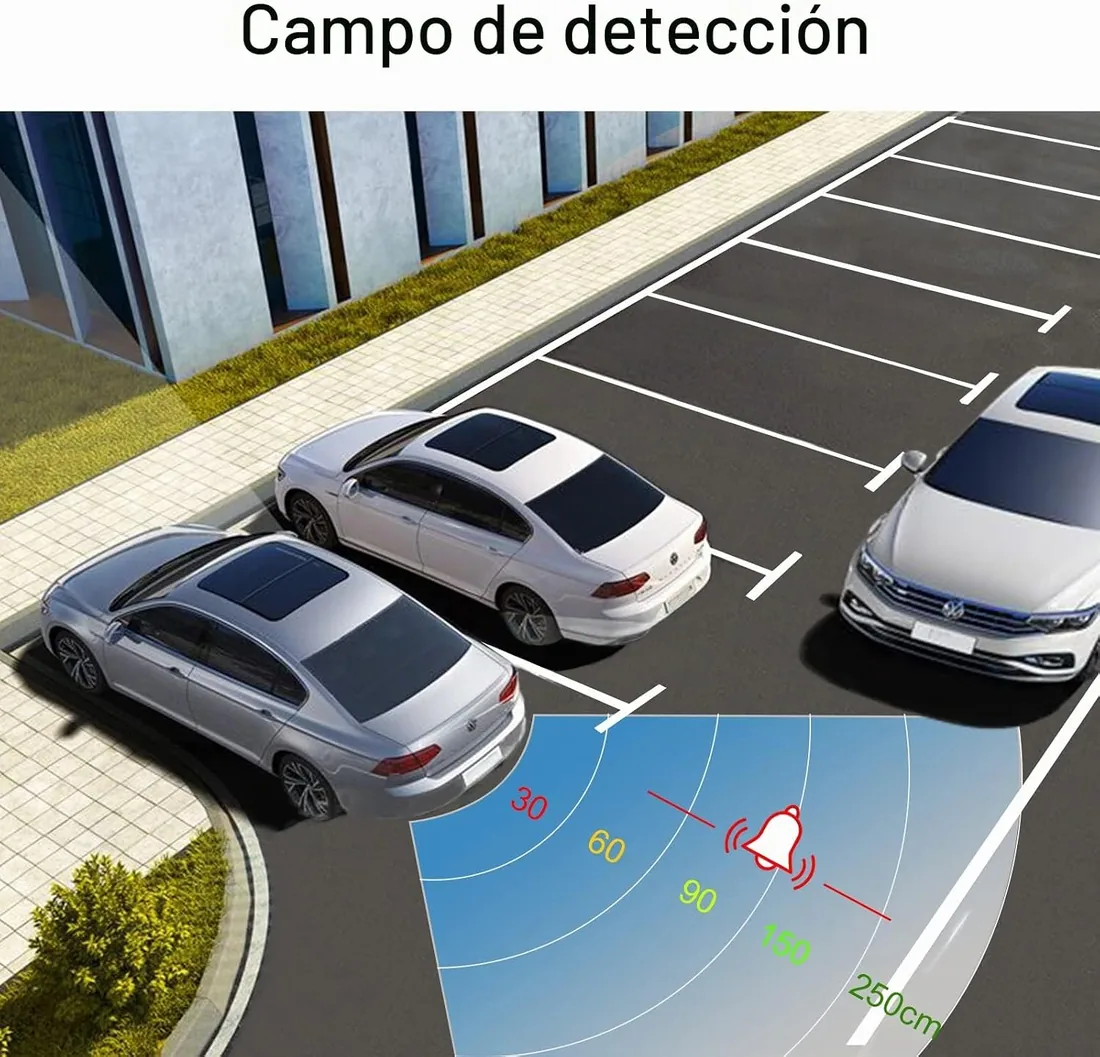 Sensor de estacionamiento Sensor de radar de marcha atrás Kit de radar de marcha atrás Contiene 4 sensores de estacionamiento, alerta acústica. (negro) foto 3