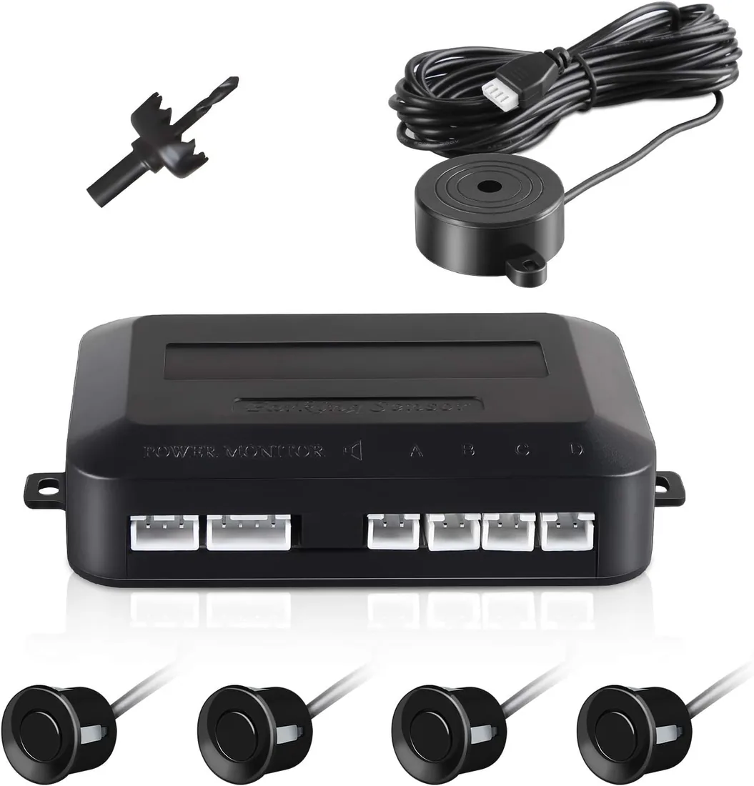 Sensores de Aparcamiento, Aolead Sensor Aparcamiento Coche Radar Reserva con 4 Sensores y Bibi Alerta de Sonido - Negro
