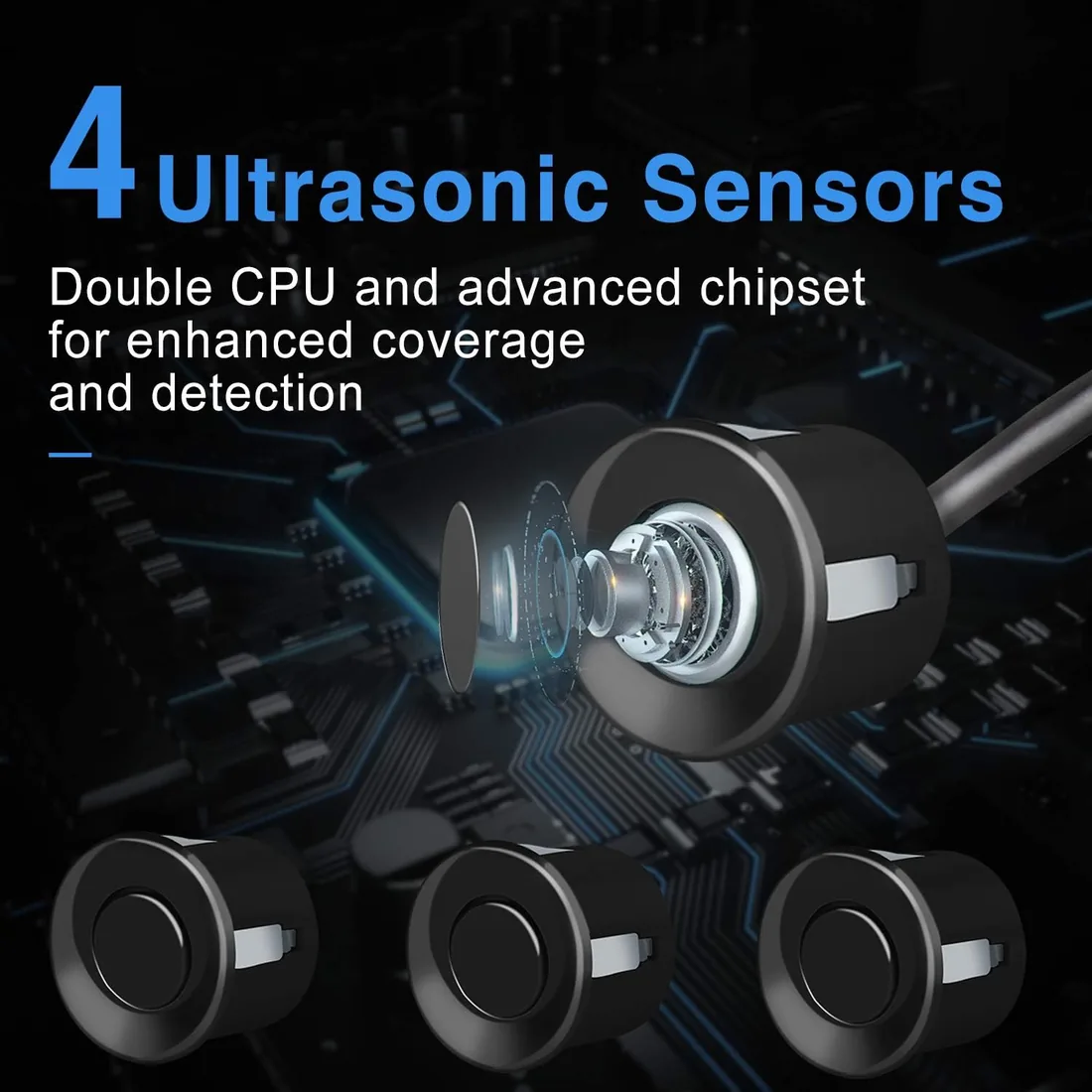 Sensores de Aparcamiento, Aolead Sensor Aparcamiento Coche Radar Reserva con 4 Sensores y Bibi Alerta de Sonido - Negro foto 3