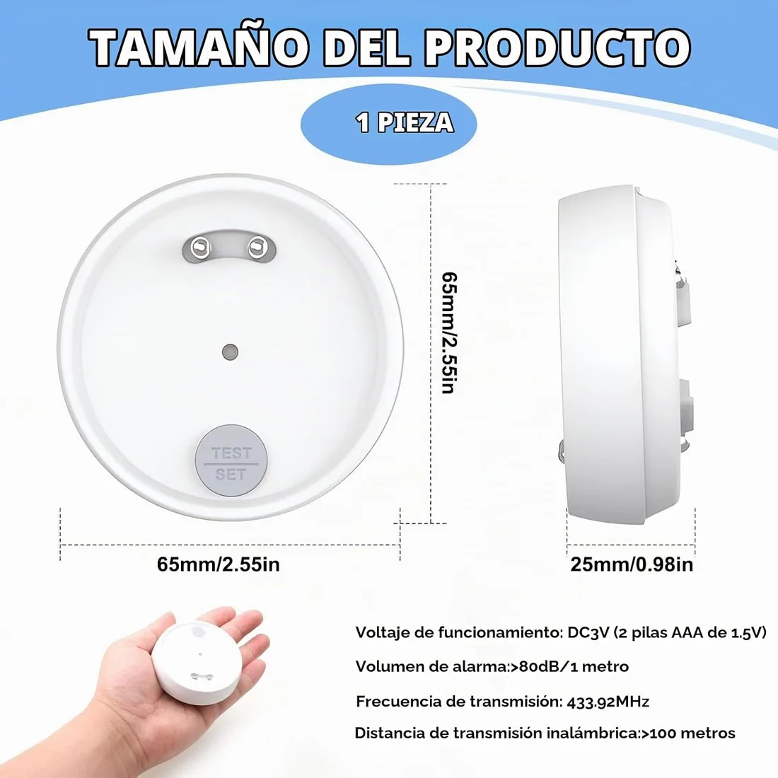 Detector de Fugas de Agua WiFi Inteligente, Compatible Tuya/Smart Life | Alarma 80dB, IP66, Alertas Móviles para Cocina, Baño y Sótano, Sensor Inalámbrico Anti-Inundación con Batería foto 2