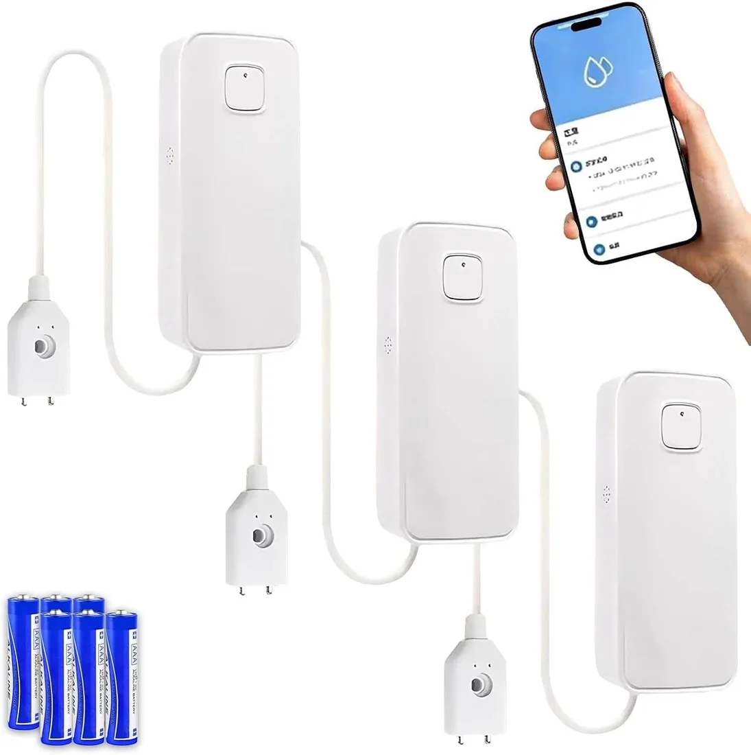 Sensor de Fugas de Agua WiFi, Alarma de 80 dB con Control Remoto, Aplicación Tuya, Notificación SMS y Teléfono para Bomba de Sumidero