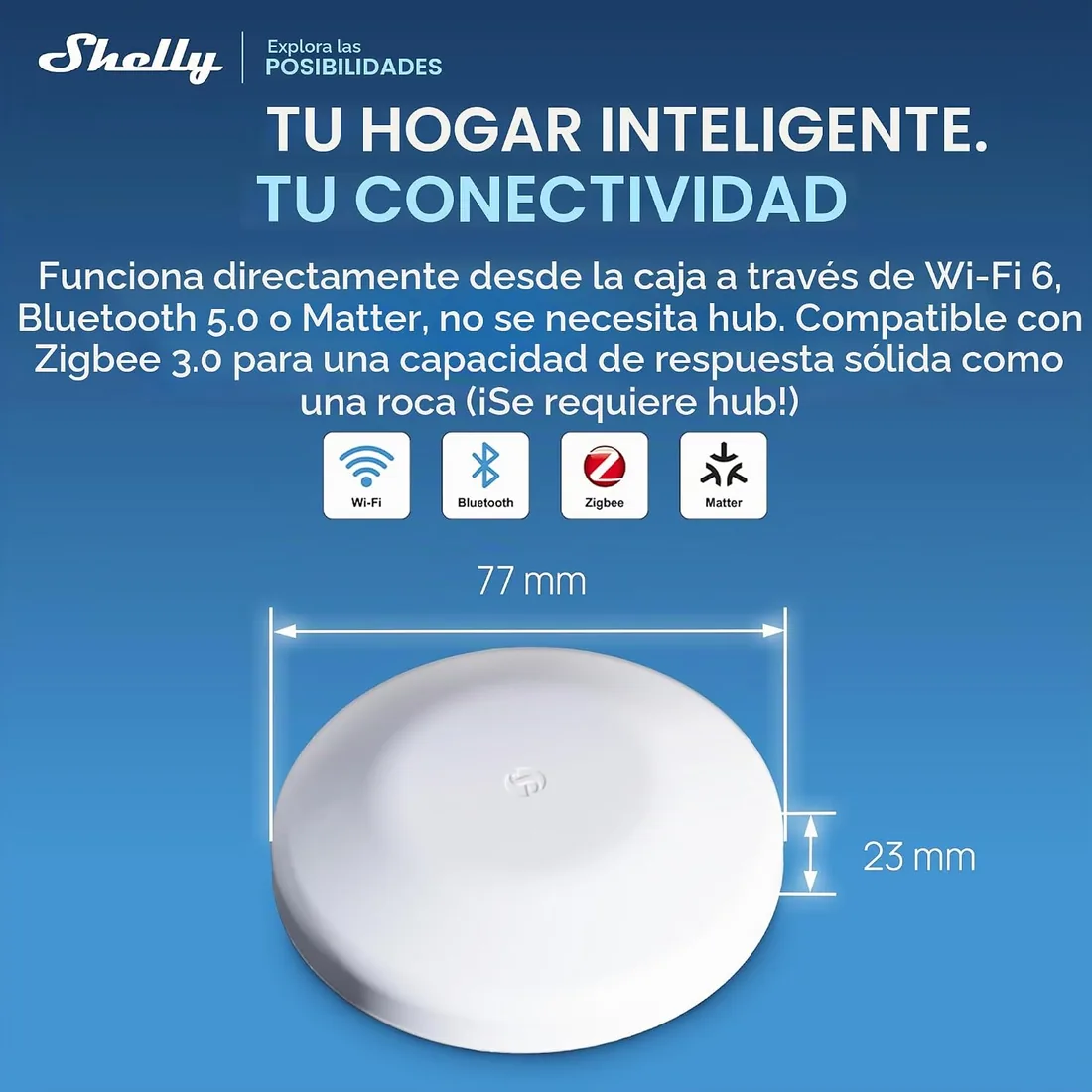 Shelly Flood S Gen4 – Mini Detector de Agua inalámbrico, Alarma Sensor de inundación Wi-Fi, Zigbee, Matter y Bluetooth, Placas de Acero inoxidables, Zumbador, Alertas móviles, Funciona con Pilas foto 3