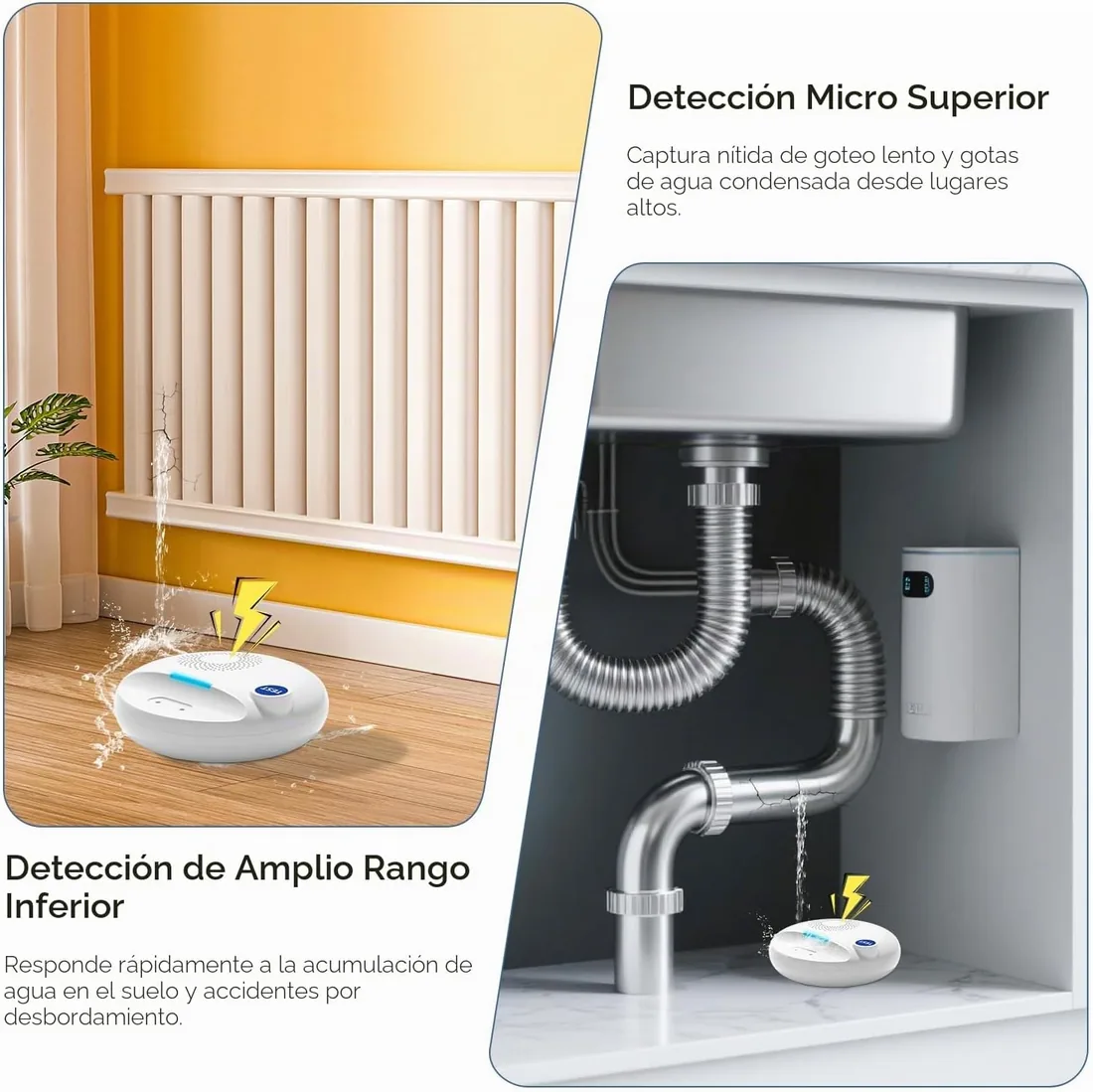 Yasorn Detector de Fugas de Agua WiFi, Sensor Inteligente de Inundación con Alarma Sonora 100dB, Alertas en Tiempo Real por App Móvil, Impermeable IP67 para Hogar, Cocina, Baño, Sótano y Garaje foto 3