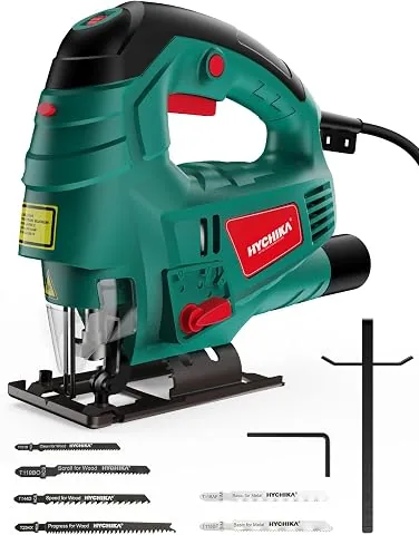 HYCHIKA Sierra de Calar 800W, Caladora con Láser, 7 Velocidades Ajustables | 800-3000 RPM Motor de Cobre, ±45°Corte, Sierr