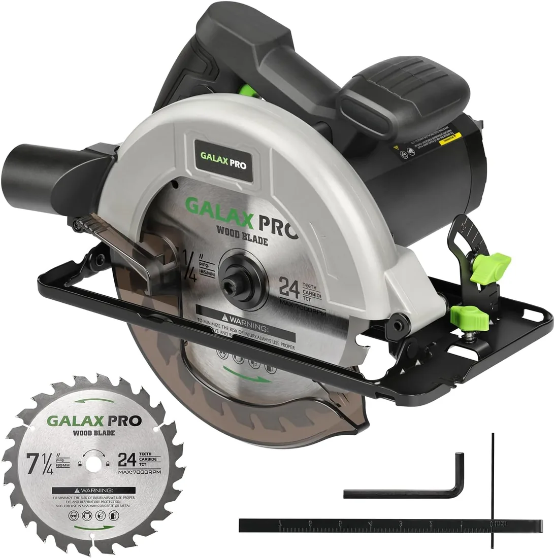 GALAX PRO 1400W sierra circular con motor cobre y recogida de polvo | Corte 62mm | Incluye hoja 185mm (24T) para madera foto 2