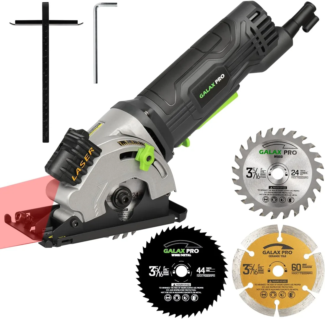 GALAX PRO 580W sierra circular potente para cortes precisos | Ideal para carpintería y bricolaje | Corta madera, PVC y tableros con 3 hojas incluidas