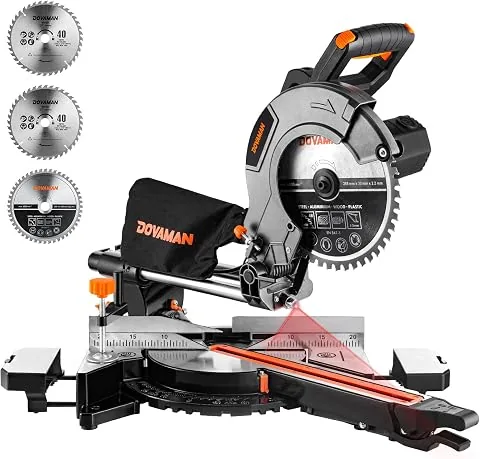 DOVAMAN Ingletadora Radial, Disco Ø255 mm, Multimaterial, 2 Velocidades | 2000W, 3 Discos TCT, Corte