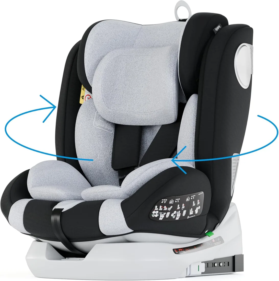 Babify Onboard Silla de Coche Isofix para Bebés y Niños, 0 Meses - 12 Años, Apta Desde 40-150 cm Ajustable 360º, Asiento Portátil y Seguro i-Size ECE R129