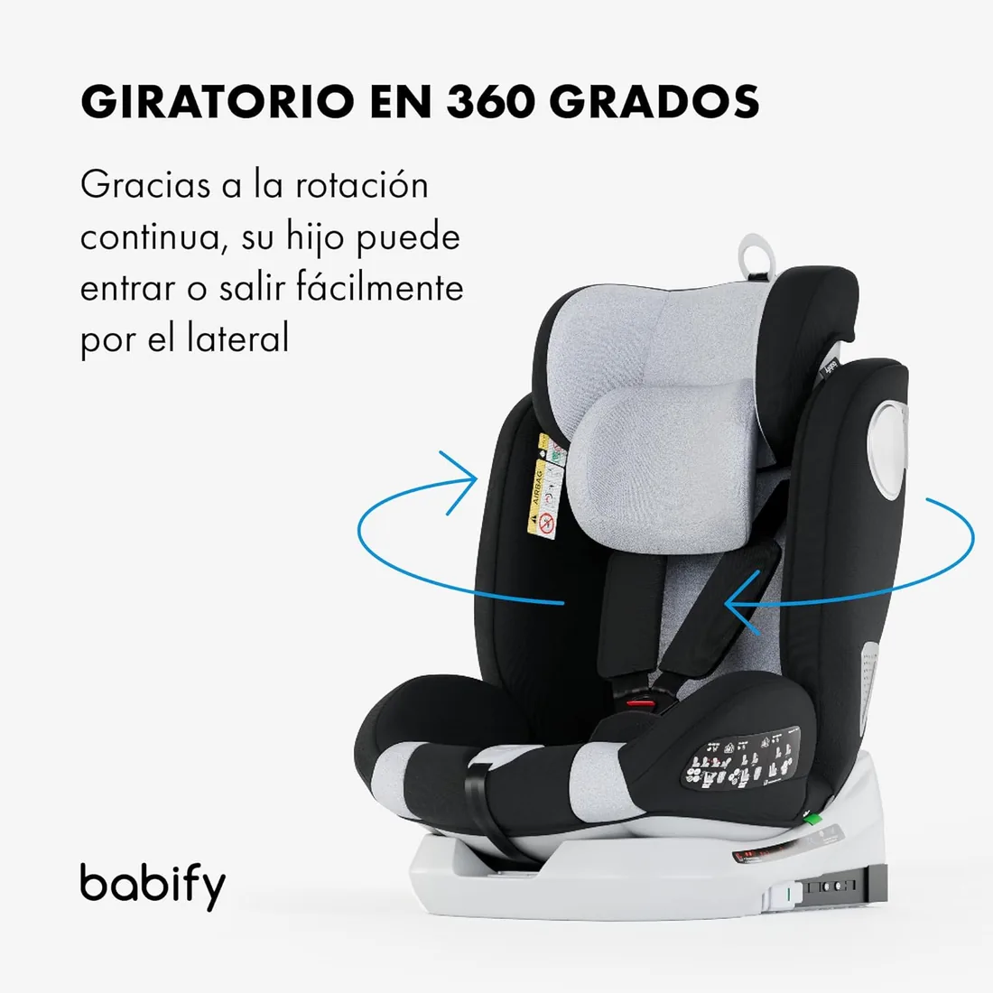 Babify Onboard Silla de Coche Isofix para Bebés y Niños, 0 Meses - 12 Años, Apta Desde 40-150 cm Ajustable 360º, Asiento Portátil y Seguro i-Size ECE R129 foto 3