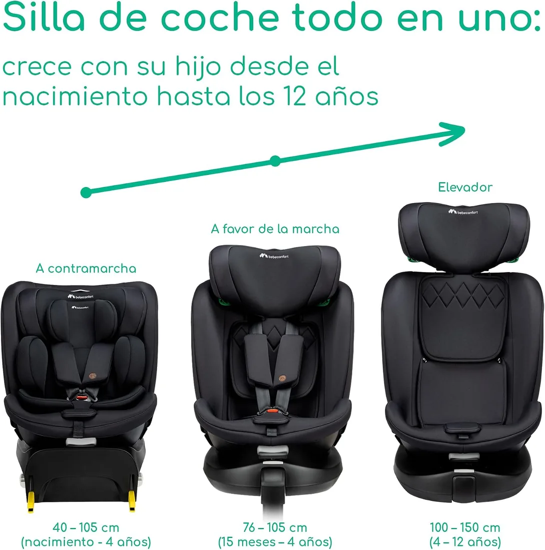 Bebeconfort RevolveFix Plus 360 i-Size, Silla Coche 360, 0-12 Años, 40-150 cm, Silla Coche ISOFIX, Instalación Pata Apoyo, Giro 360, 8 Posiciones Reclinación, 12 Posiciones Reposacabezas, Full Black foto 2