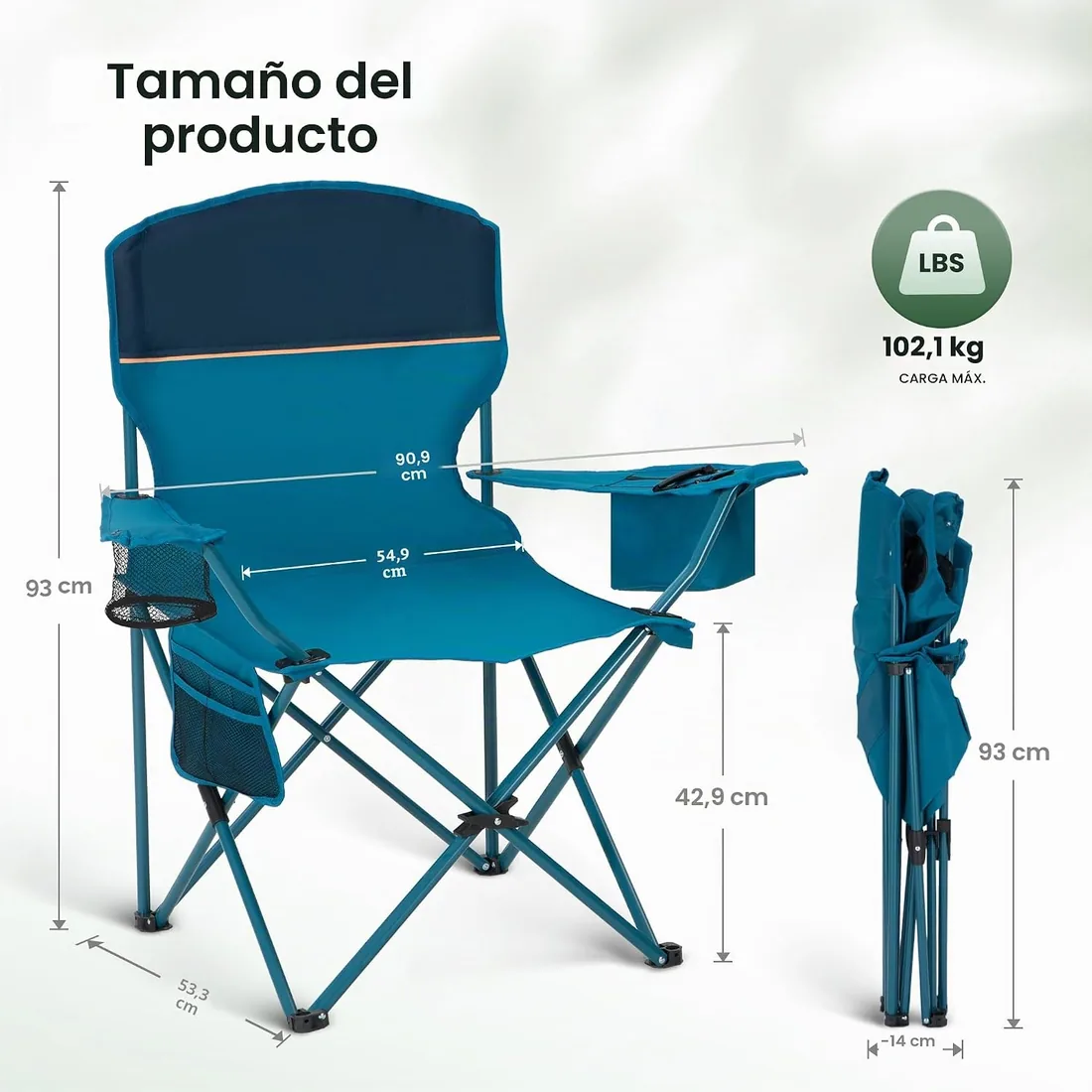 High Point Sports Sillas Plegables de Camping hasta 102 kg, Sillas Plegables con Soporte para Bebidas, Juego de 2 Silla Plegable con Reposabrazos Azul Silla de Camping Ultraligera foto 3