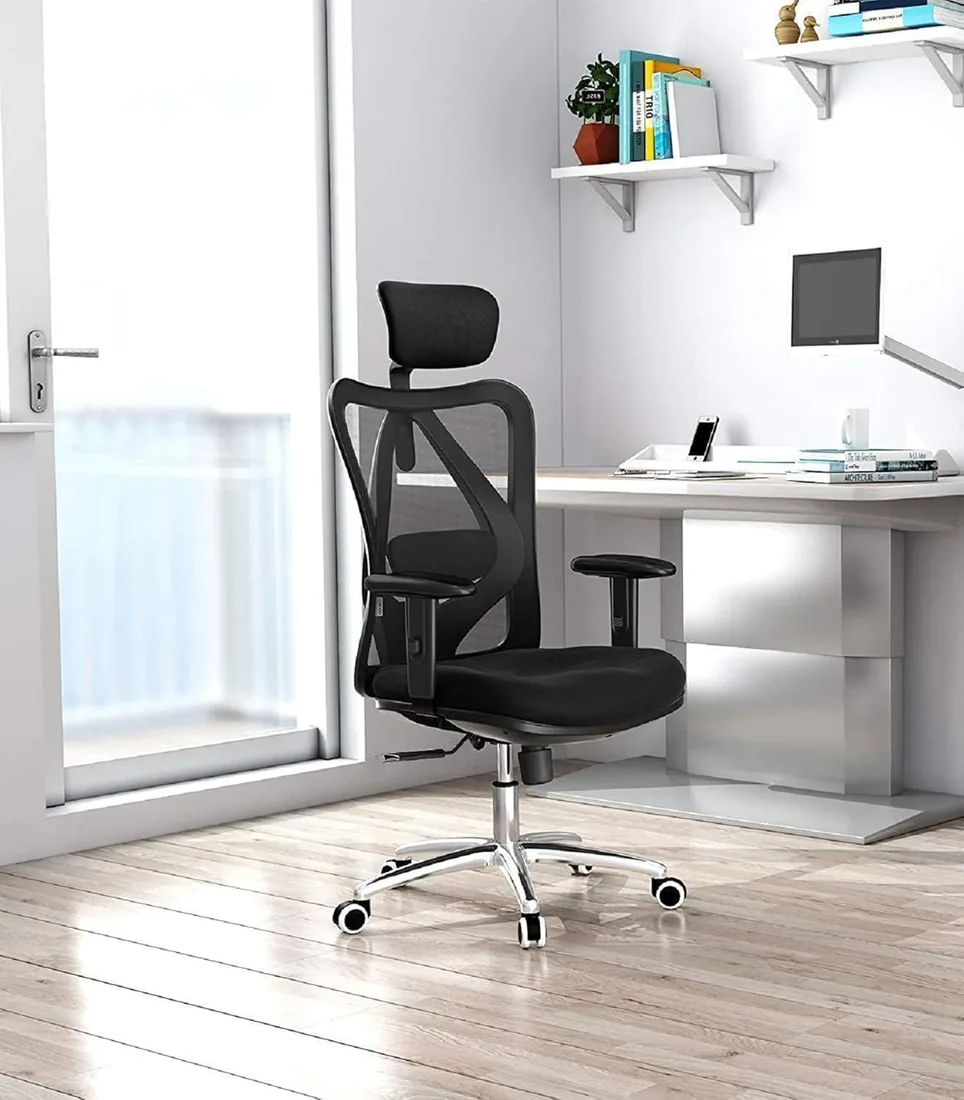 SIHOO M18 Silla Oficina Ergonómica, Soporte Lumbar Ajustable, 150 Kg, Negro | Reposacabezas Ajustable, Malla Transpirable De Respaldo Alto, Asiento Amplio, Reposabrazos 2D, Bloqueo Inclinación, Comodidad foto 2