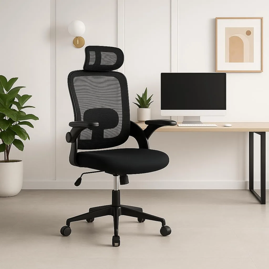 Silla de Oficina | Escritorio o Estudio Ergonómica con Ruedas | Reposacabezas y Reposabrazos Ajustables | Soporte Lumbar | Respaldo de Malla Transpirable | Altura Regulable | Ideal casa o Trabajo foto 2
