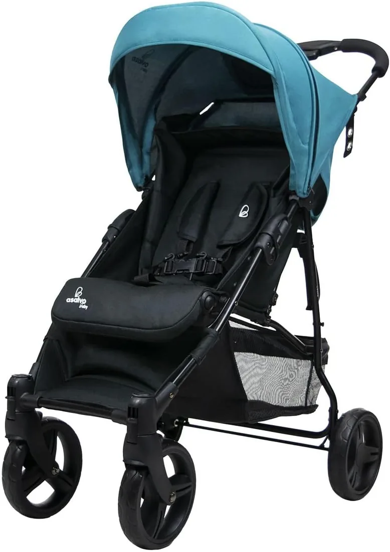 Asalvo CÁDIZ Silla de Paseo Ultraligera, Reclinable, Capota SPF50+, Arnés 5 Puntos, Desde 6 Meses hasta 17 kg, Color Petróleo