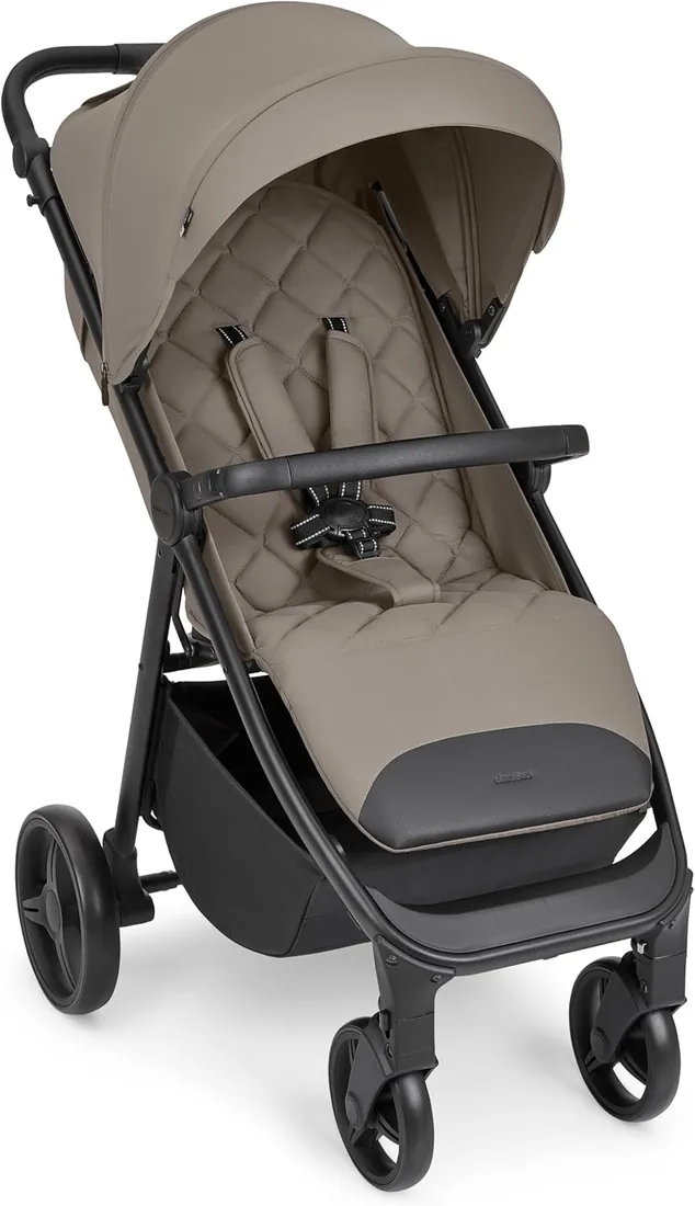 KikkaBoo Silla de Paseo Ligera URBAN, Carrito Bebe Desde Nacimiento Hasta 22 kg, Plegado con Una Mano, Reclinable y Compacto, Ruedas EVA Con Suspensión, Manillar Ajustable, Beige