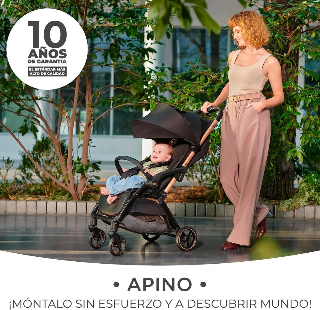 Kinderkraft APINO Silla de Paseo bebé, Carrito, Carro bebé, AUTO FOLDING, Plegado Automático, Posición reclinada, Posición Tumbada, Ligero, 7,5g, Impermeable, Carga Máxima 24 kg, Negro foto 3