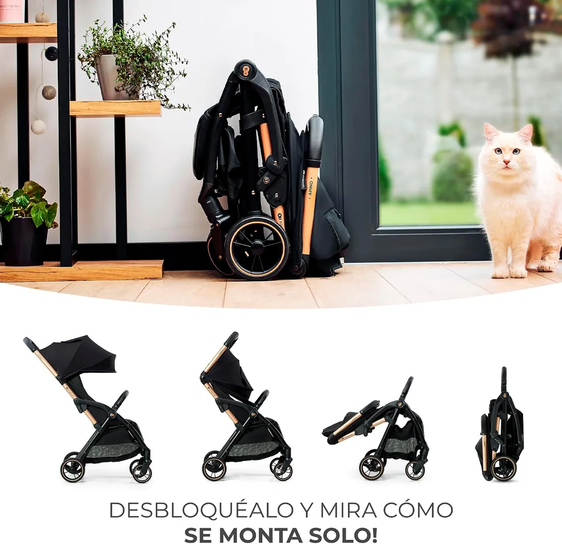 Kinderkraft APINO Silla de Paseo bebé, Carrito, Carro bebé, AUTO FOLDING, Plegado Automático, Posición reclinada, Posición Tumbada, Ligero, 7,5g, Impermeable, Carga Máxima 24 kg, Gris foto 2