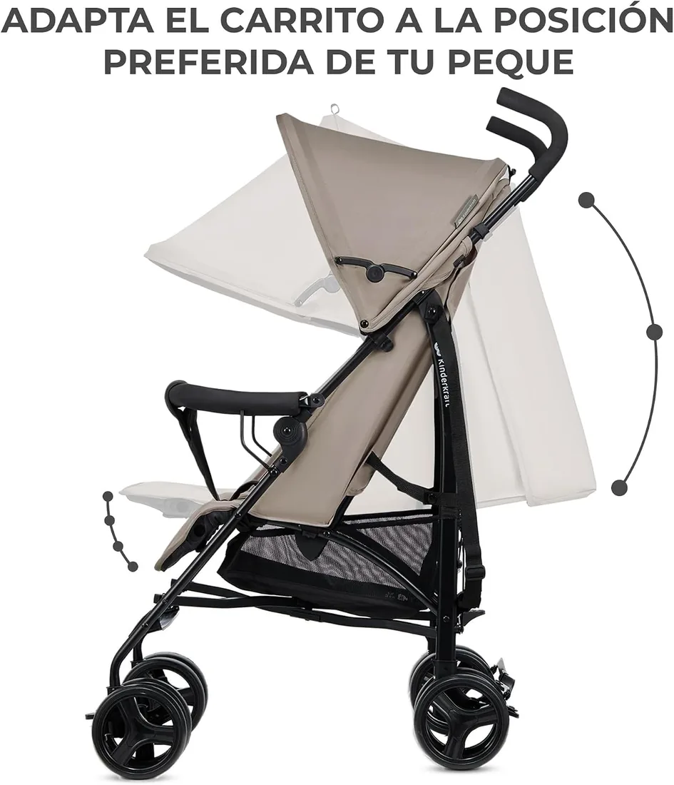 Kinderkraft TIK Silla de Paseo bebé, Carrito, Carro bebé, Carrito bebé, Posición reclinada, Plegable, Posición Tumbada, Ligero - 6,5kg, Material Impermeable, Beige foto 3
