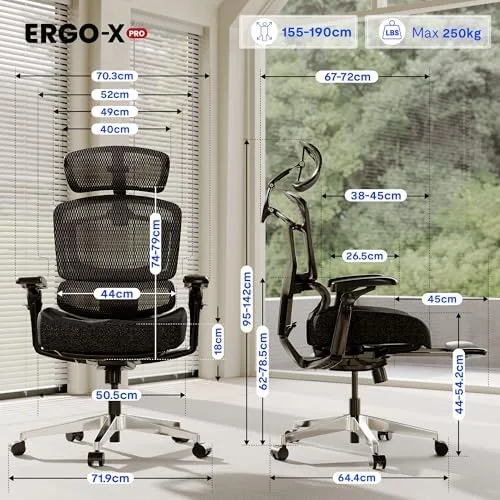 FLEXISPOT ErgoX Pro Silla Ergonómica con Reposapiés foto 3
