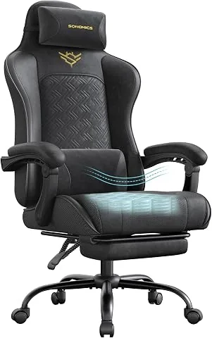 SONGMICS Silla Gaming, Silla Ergonómica de Escritorio, con Resortes, Reposapiés y Reposabrazos, Negro Tinta OBG079B01 foto 2