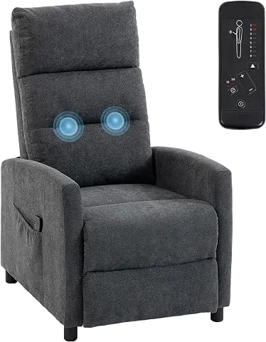 HOMCOM Sillón de Masaje Reclinable 160° Reposapiés 66x91x108 cm Gris Oscuro
