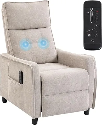 HOMCOM Sillón de Masaje Relax Reclinable 160° con Mando 69x93x104 cm Crema foto 2