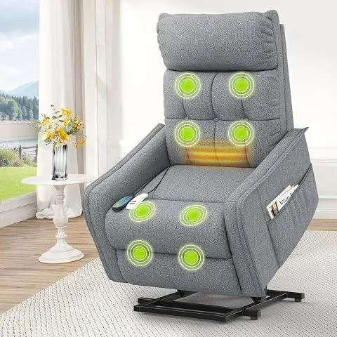 Silla reclinable para Ancianos, elevación eléctrica y sillón reclinable con Masaje y Calor, reposapiés extendido, Silla reclinable con 2 Controles remotos para Sala de Estar foto 3
