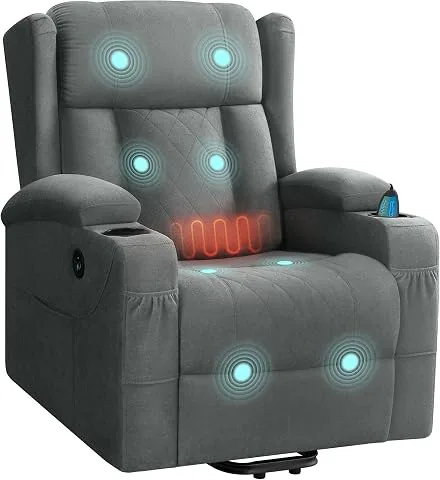 WOLTU Sillón Reclinable Eléctrico de Masaje, Tela de Rizo, Gris foto 3