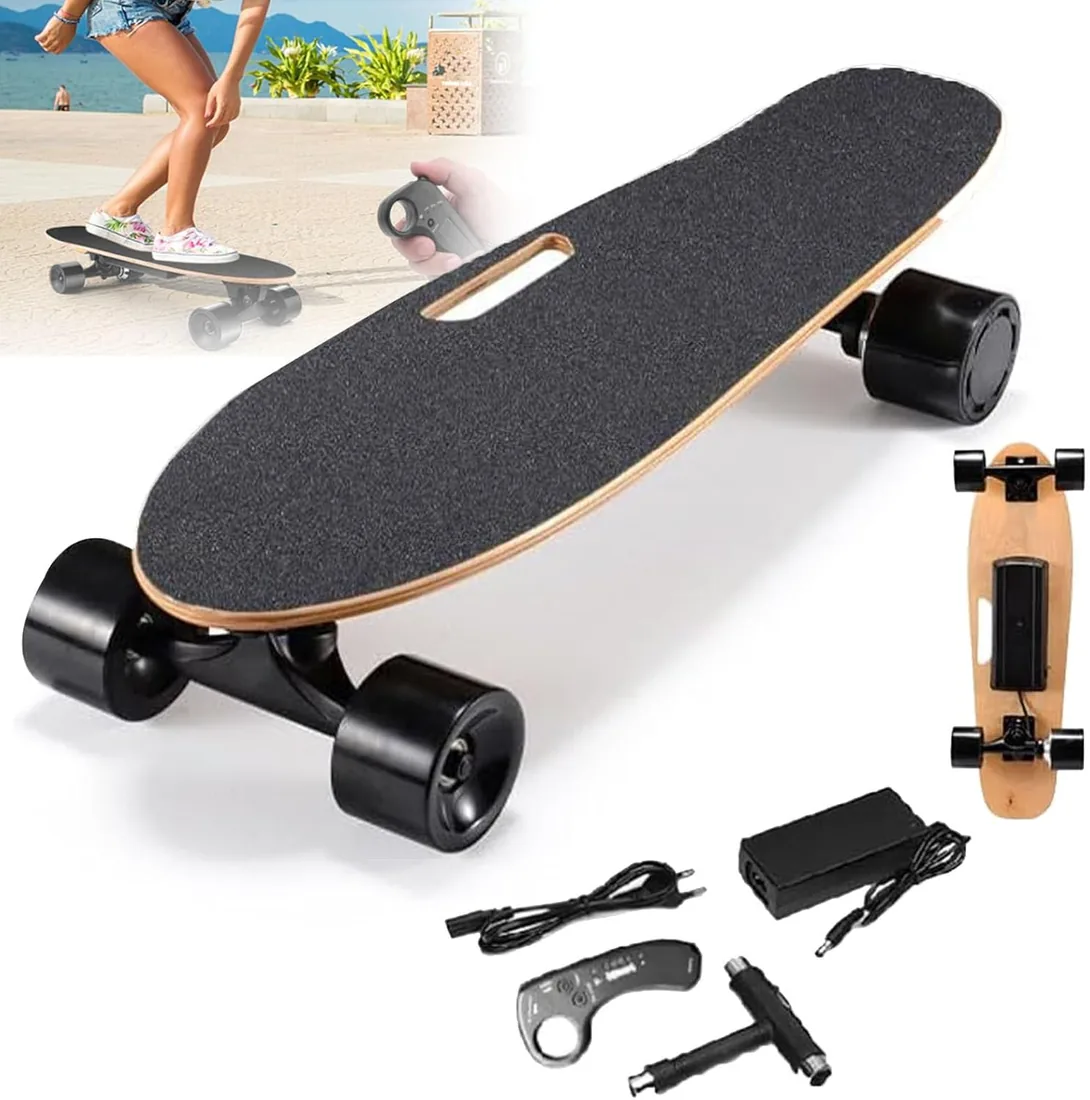 Monopatín eléctrico con Control Remoto, Longboard eléctrico, Motor de buje de 350 W, Velocidad máxima de 22 km/h, autonomía de 8 km, 3 velocidades, Carga máxima de 80 kg foto 3