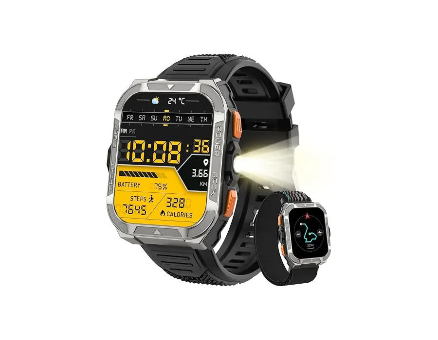 Blackview Reloj Inteligente Hombre Militar - GPS, Linterna, Brújula, AI, 1.91" Smartwatch Hombre con 100+ Modos Deportivos, Llamadas/Notificación, Pulsómetro/Oxímetro/Sueño, Pulser foto 2