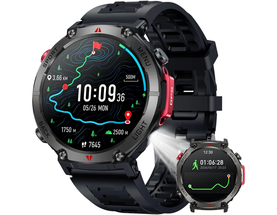 Smartwatch Reloj Inteligente Hombre con GPS: 1.46" Militar Smart Watch con Llamadas Bluetooth Brújula 530mAh 100+ Deportivos Pulsera Actividad con Sueño SpO2 iOS Android