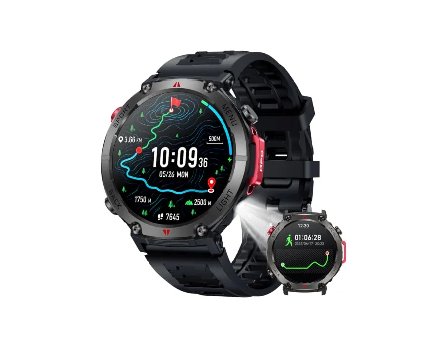 Smartwatch Reloj Inteligente Hombre con GPS: 1.46" Militar Smart Watch con Llamadas Bluetooth Brújula 530mAh 100+ Deportivos Pulsera Actividad con Sueño SpO2 iOS Android foto 2