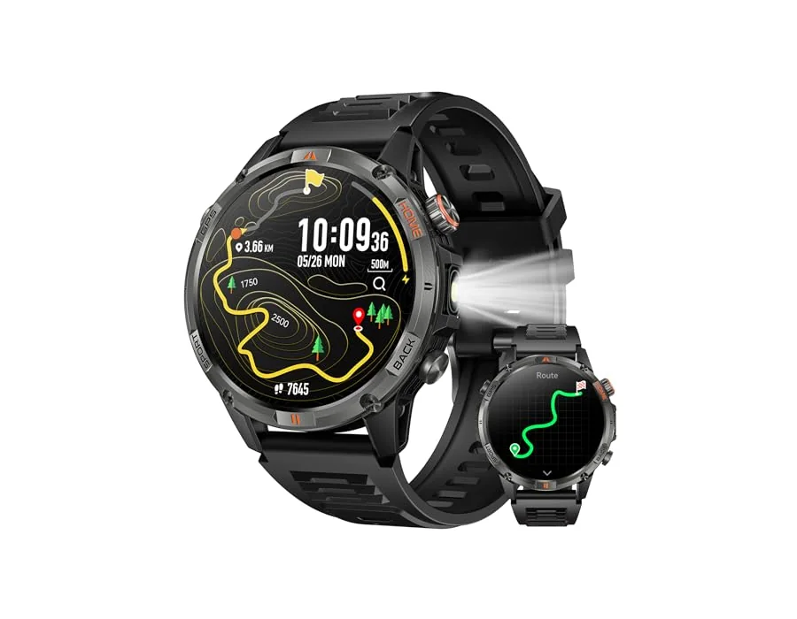 Reloj Inteligente Hombre con GPS Smartwatch: 1.46" Llamadas Bluetooth Reloj Deportivo con Brújula Linterna Led Podómetro Smart Watch 100+Modos Deporte con SpO2 Sueño Pulsera Activi foto 2