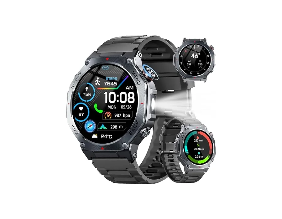 Jugeman Reloj Inteligente Hombre Militar con GPS y Linterna LED, Smartwatch foto 3