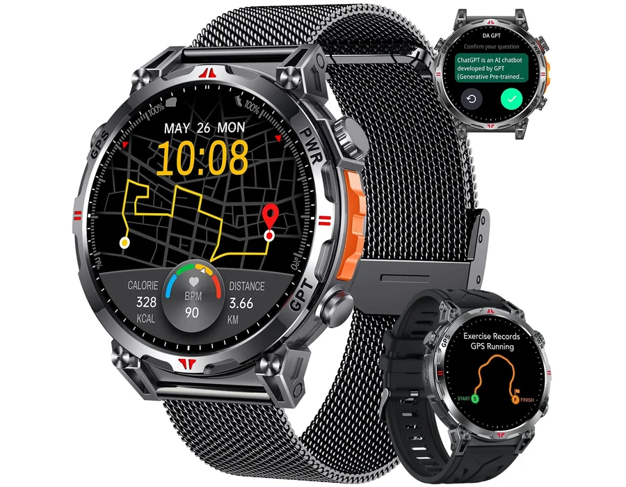 Smartwatch Reloj Inteligente Hombre con GPS: 1.7'' AMOLED Smart Watch con Bluetooth Llamada Brújula 110+Modos Deportivos 3ATM Impermeable Monitor Frecuencia Cardíaca SpO2 Sueño 650