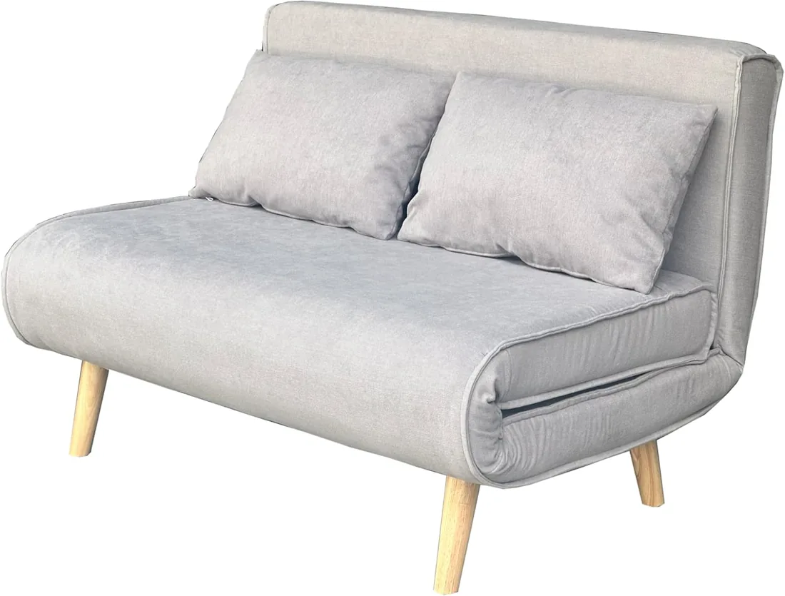 MUEBLIX.COM - Sofa Cama Ocenilla 2 Plazas, Sofa Cama Estilo Futón, Tela, Sillón Cama, Cama Sofa, 3 Posiciones (Sentado, Relax y Cama), Apertura Clic-Clac, Sofa de Diseño, Color Gris