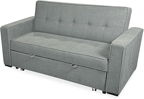 Somnia Descanso - Sofá Cama de 2 Plazas Modelo Volga, Diseño Moderno y Elegante | Práctico y Funcional, con Reposabrazos, Gris
