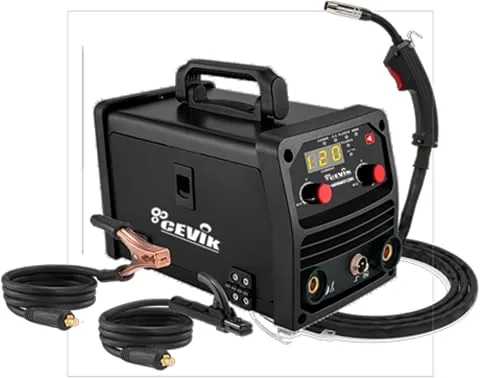 CEVIK PRO CE-MINIMIG120N - Soldador Inverter FLUX/MIG/TIG/MMA - 120A 40% - 230V - Hilo hasta 0.9mm - LED - Incluye Antorcha MIG fija, pinza masa
