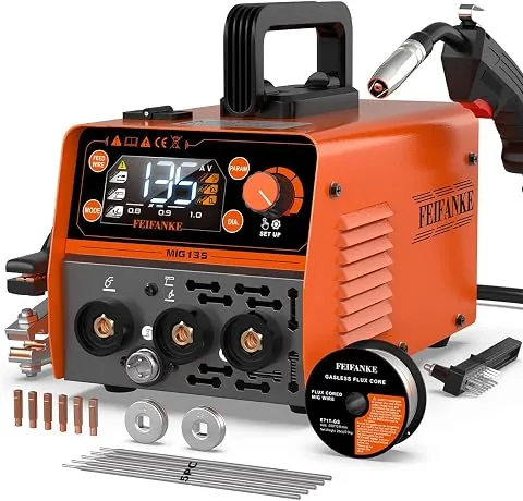 FEIFANKE MIG135 Soldador De Hilo Sin Gas 135A 230V Soldador Inverter Mini SinéRgico 3 en 1 Electrodo MIG TIG Maquina De Soldar AlimentacióN RáPida De Hilo Compatible con Hilo De Soldadura E308LFC-O foto 3