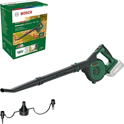 Bosch soplador de hojas a batería UniversalLeafBlower 18V-130 | sin bat./carg., para una limpieza rápida y sencilla de ext