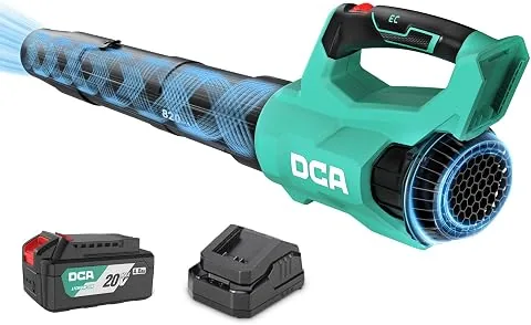 DCA Soplador de Hojas a Batería 20V con Motor Brushless, Volumen de Aire 820 m³/h y 193 km/h, Incluye Batería 4.0Ah, Ligero 1,5kg, Velocidad Variable para Limpieza de Jardín y Polvo foto 3