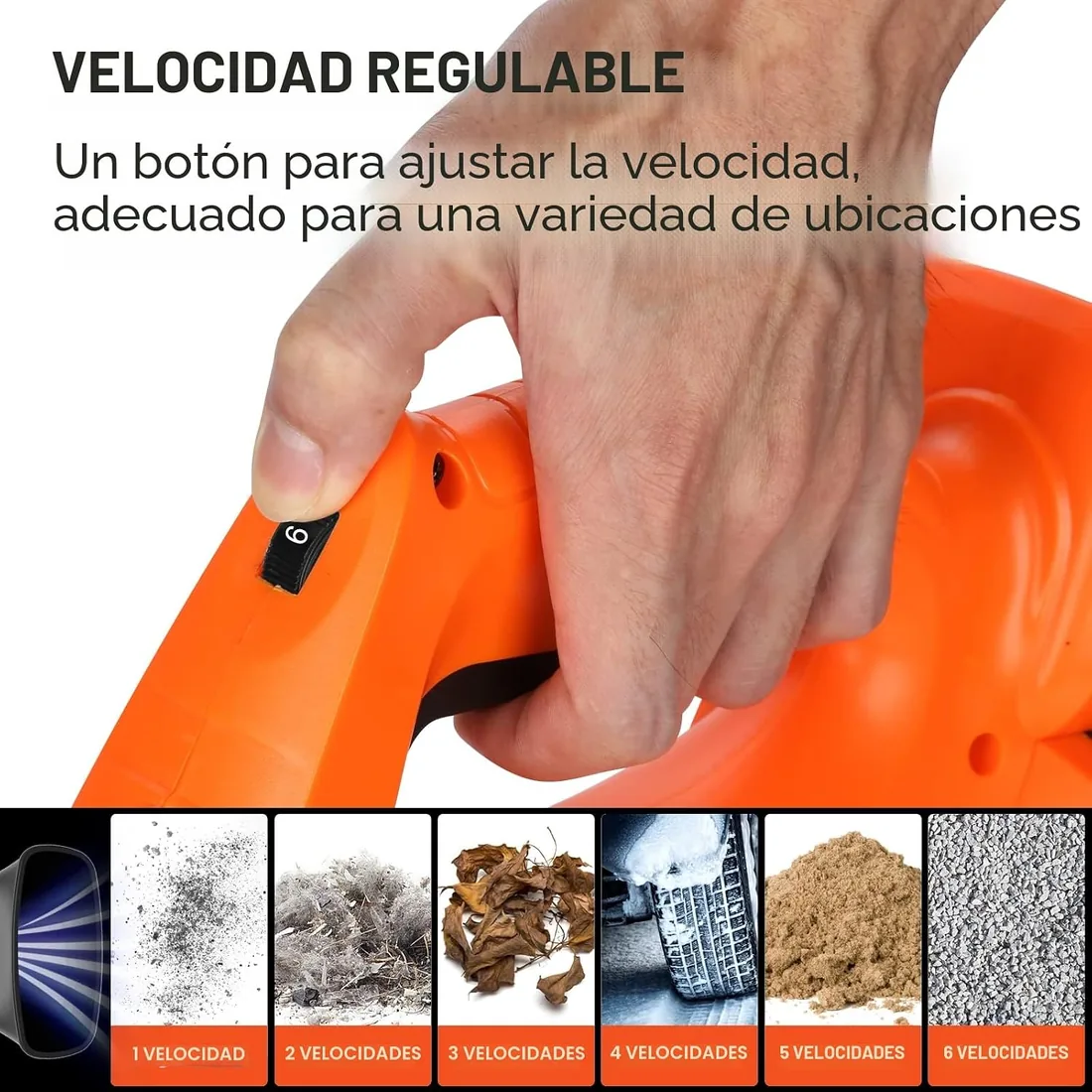 Soplador de Hojas, Bravolu 21V Soplador con Baterías Recargables de 2 X 4,0 Ah y Cargador, Flujo de Aire de 240 km/h, 6 Velocidades Soplador de Hojas Eléctrico foto 3