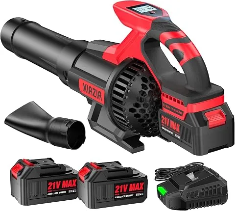 XIAZIR Soplador de Hojas a Batería con 2×4,0Ah Batería y Cargador, Motor 21V 28000 RPM, 210 km/h / 1104 m m³/h, Pantalla LCD, 3 Velocidades, Ligero para jardín, terraza y Entrada foto 2