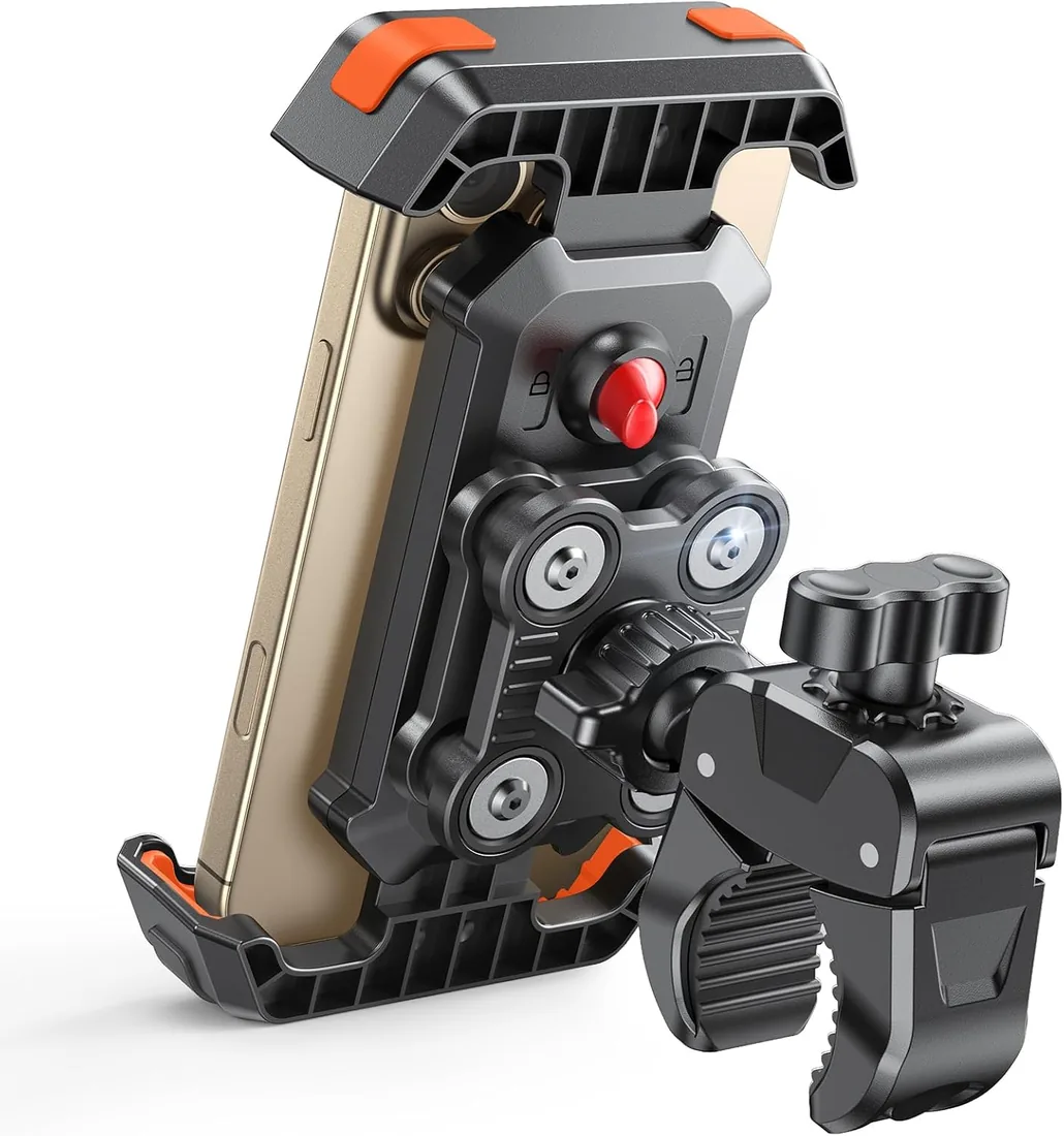 CIRYCASE Soporte Movil Moto [Antivibración Mejorado], Giratorio 360° | Súper Estable Soporte Movil Bicicleta, Suporte Telemóvel Moto Compatible con iPhone 17/16/15, Galaxy, 4.7-6.8" Teléfonos foto 2