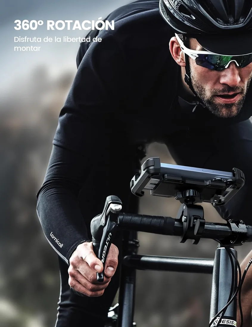 Lamicall Soporte Móvil Bicicleta, Soporte Móvil Moto, Liberación Rápida | 360°Rotación, Soporte Teléfono Manillar para iPhone 17 16 15 14 13 Pro Max/Air/Plus/Mini, Samsung Huawei, 4,7-6,8” Smartphone foto 3