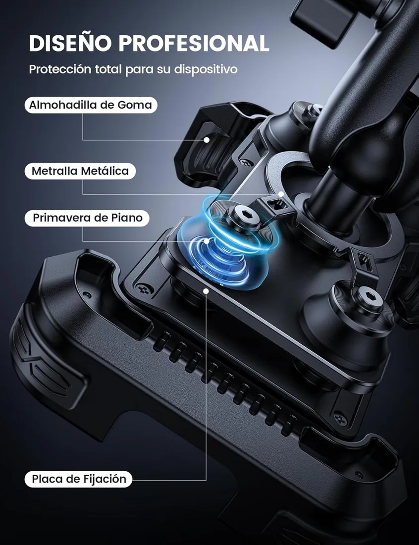 Lamicall Soporte Móvil Moto Antivibración, Soporte Móvil Manillar Bicicleta | [Brazo Extensible Metálico] Doble Antivibración, Antirrobo, 2 x 360°Rotación, para iPhone 17 16 15 y 4,7-6,7" Smartphone foto 3