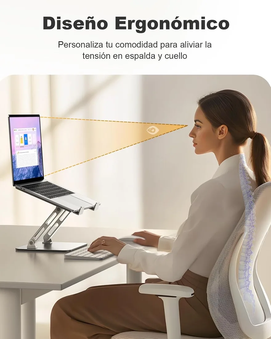 Babacom Soporte Portatil Mesa - Refrigeración Laptop Stand Ergonómico con Doble Varilla Ajustable, Elevador Portatil Compatible con MacBook Air/Pro y Otros 10-15.6” Portátiles/Tabletas/Libros foto 2