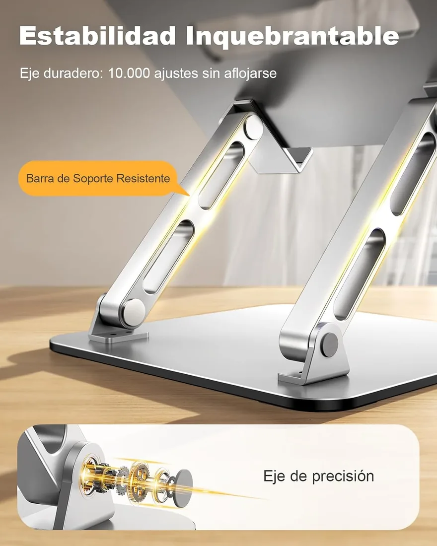 Babacom Soporte Portatil Mesa - Refrigeración Laptop Stand Ergonómico con Doble Varilla Ajustable, Elevador Portatil Compatible con MacBook Air/Pro y Otros 10-15.6” Portátiles/Tabletas/Libros foto 3