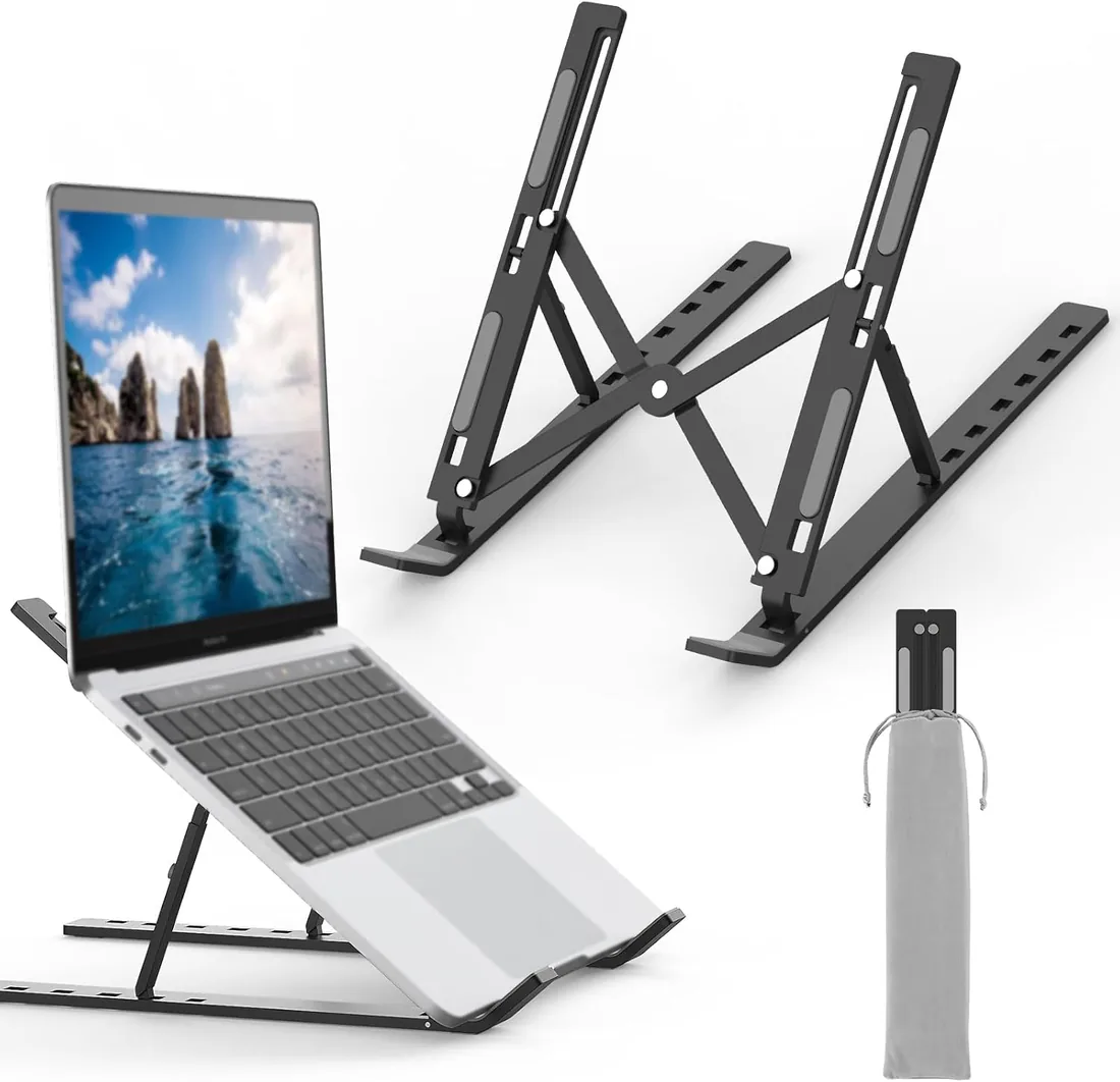 GRIFEMA Soporte para Ordenador Portátil, Laptop Stand Ajustable 7 Ángulos | Elevador Portátil Plegable de Aluminio con Bolsa, Soporte Ergonómico Ventilado para 10-15.6'' Portátiles, Tablets foto 3